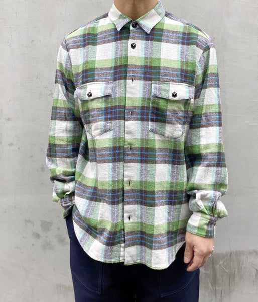 HOLLYWOOD RANCH MARKET/SPRING FLANNEL CHECK SHIRT (GREEN)