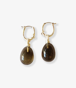 R.ALAGAN/KNOT SMOKY QUARTZ EARRINGS(SILVER)