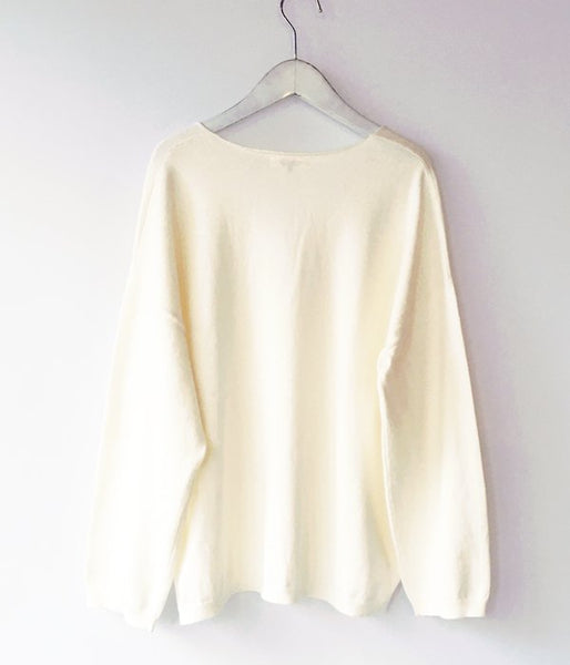 HOLLYWOOD RANCH MARKET/SPRING COTTON CASHMERE WASHABLE VN RELAXED SWEATER (NATURAL)