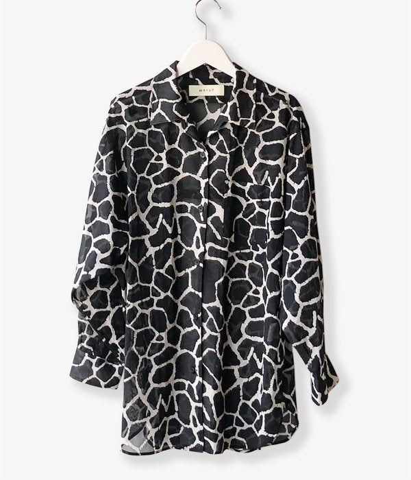 WRYHT/ONE-PIECE COLLAR BLOUSE(GIRAFFE/BLACK)