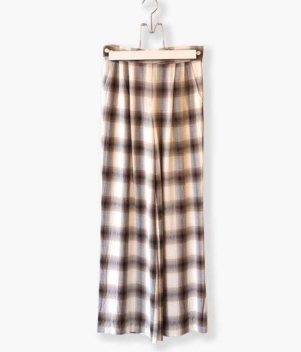 PHEENY/RAYON OMBRE CHECK 2TUCK SLACKS(BROWN)(1)