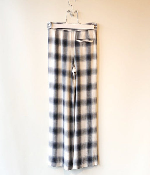 PHEENY/RAYON OMBRE CHECK 2TUCK SLACKS(BLUE)(1)