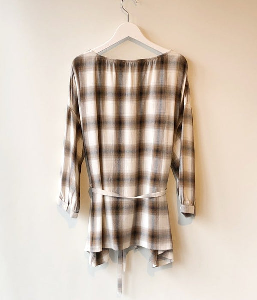 PHEENY/RAYON OMBRE CHECK CACHE-COEUR SHIRT(BROWN)