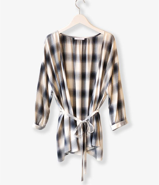 PHEENY/RAYON OMBRE CHECK CACHE-COEUR SHIRT(BLUE)