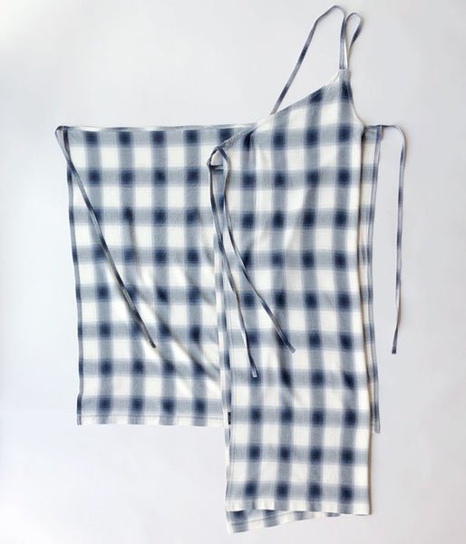 PHEENY/RAYON OMBRE CHECK APRON DRESS(BLUE)