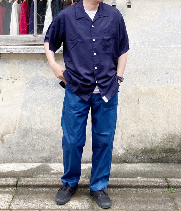 DESCENDANT/ACHIEVE RAYON SS SHIRT (NAVY)