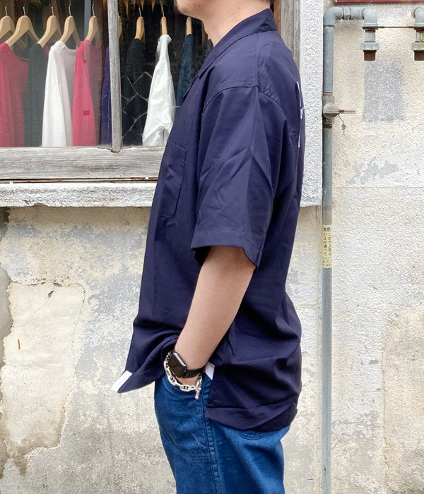 DESCENDANT/ACHIEVE RAYON SS SHIRT (NAVY)