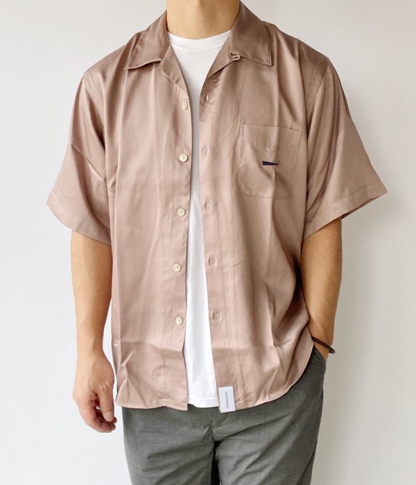 DESCENDANT/PIER SATIN SS SHIRT (PINK)