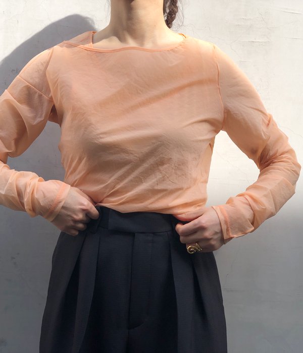 FUMIKA_UCHIDA/Stretch Taffeta/LAYERED CROPPED TOP(ORANGE)