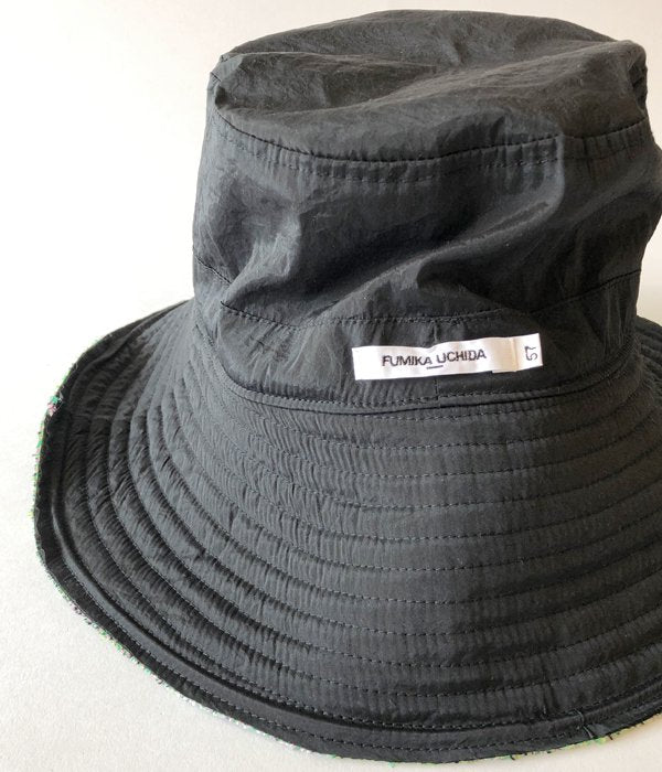 fumika uchida パイルハットBK FUMIKA_UCHIDA/Pile/FLORAL REVERSIBLE BUCKET HAT(BLACK)