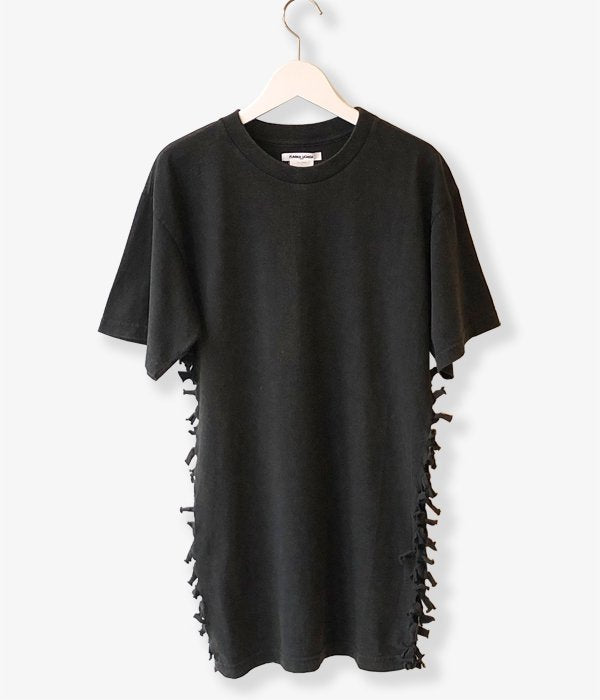 FUMIKA_UCHIDA/OVERDYED SIDE SHIRRING TEE(BLACK)