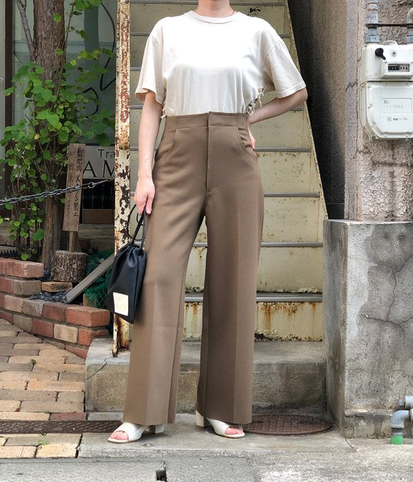 PHEENY/AMUNZEN HIGH WAIST WIDE PANTS(KHAKI BROWN)