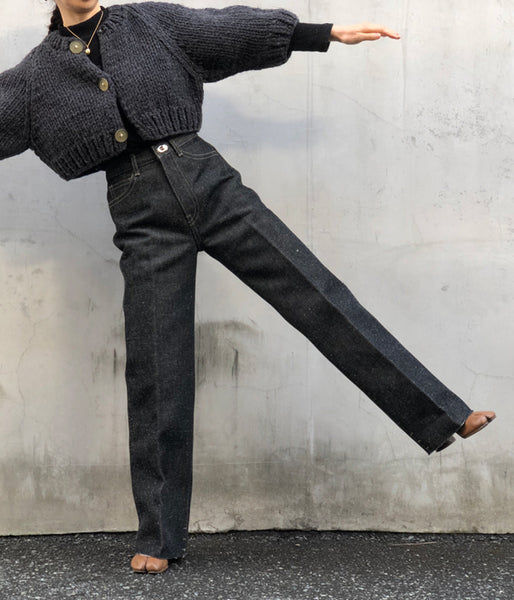 FUMIKA_UCHIDA/Bonding Denim/WIDE STRAGIHT PANTS(BLACK/BLK/size34)