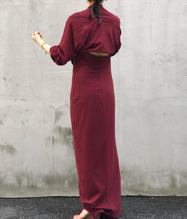 FUMIKA_UCHIDA/SEPARATE LONG-SLEEVE DRESS(BURGUNDY)