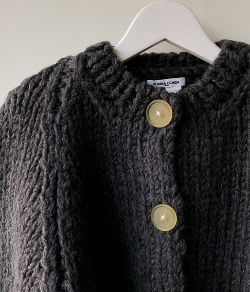 FUMIKA_UCHIDA/Wool Hand Knitted/CROPPED CARDIGAN(CHARCOAL/size36)