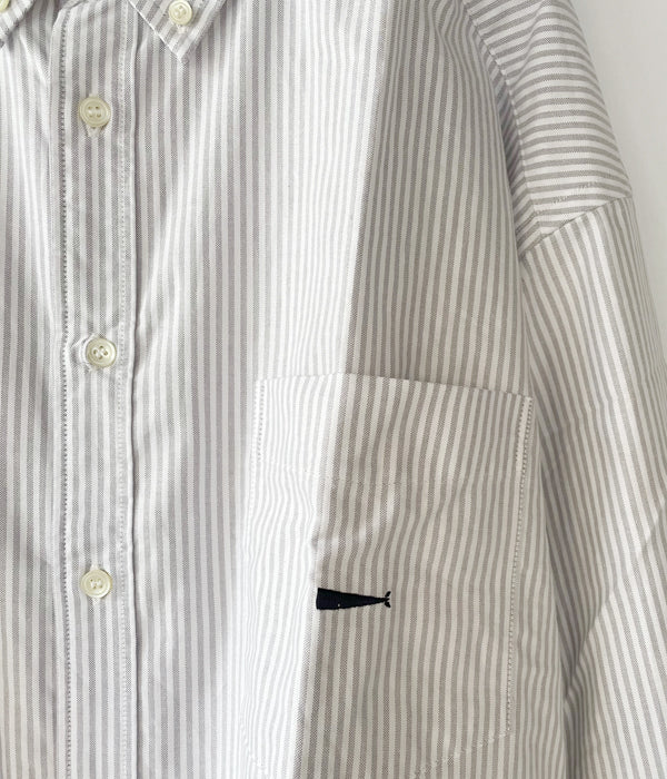 トップス DESCENDANT KENNEDY'S OXFORD STRIPE LS 1 DESCENDANT/KENNEDY'S OXFORD STRIPE B.D. LS SHIRT (BLUE)