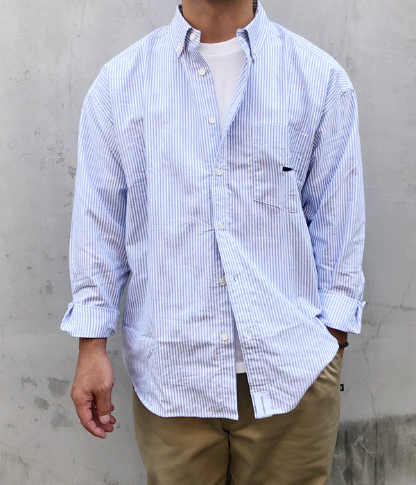トップス DESCENDANT KENNEDY'S OXFORD STRIPE LS 1 DESCENDANT/KENNEDY'S OXFORD STRIPE B.D. LS SHIRT (BLUE)