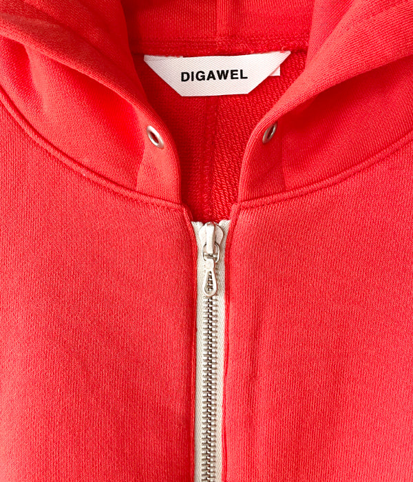 DIGAWEL/DOLMAN SLEEVE ZIP HOODIE (RED)