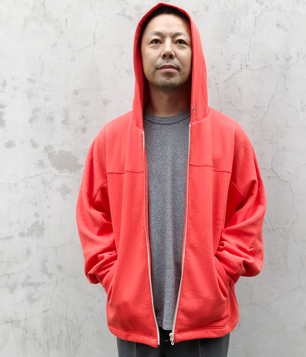 DIGAWEL/DOLMAN SLEEVE ZIP HOODIE (RED) - パーカー