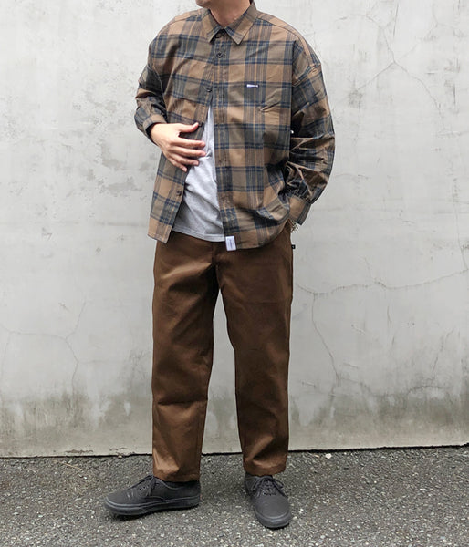 DESCENDANT/GORDIE PLAID LS SHIRT FULL SIZE (BROWN)