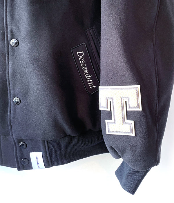 古着 美品 DESCENDANT SQUAD VARSITY JKT 黒 L-