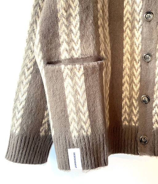 DESCENDANT/NURSE KNIT STRIPE CARDIGAN (BEIGE)