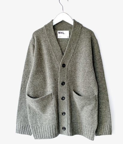 MHL./FINE SHETLAND CARDIGAN (SAGE)