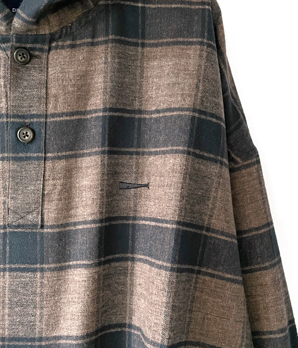 DESCENDANT/MOLE HOODED PLAID SHIRT (BROWN)