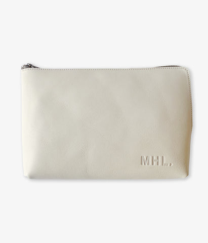 MHL./BASIC LEATHER POUCH L (BEIGE)