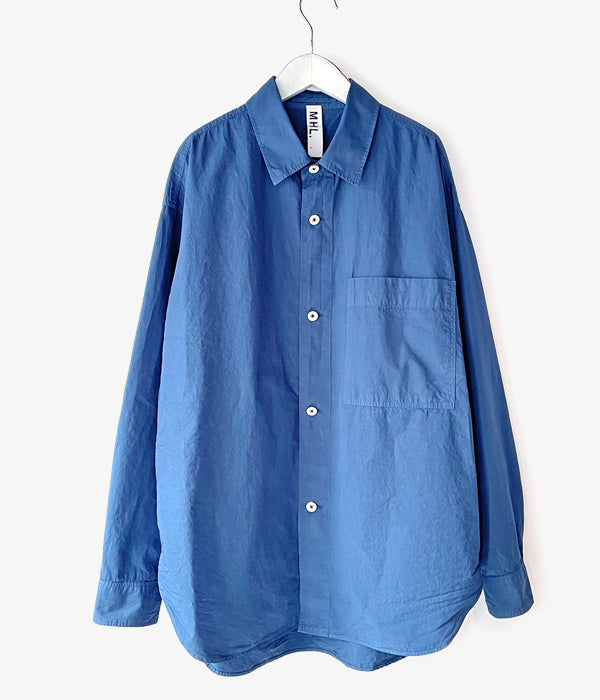 MHL./COMPACT COTTON POPLIN SHIRT (BLUE)