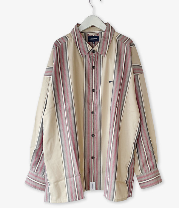 DESCENDANT/CHIEF MULTI STRIPE LS SHIRT FULL (BEIGE)