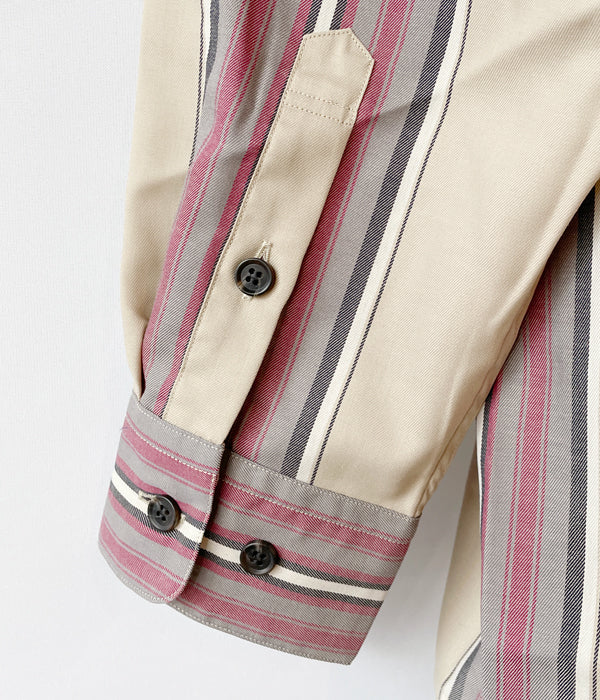 DESCENDANT/CHIEF MULTI STRIPE LS SHIRT FULL (BEIGE)