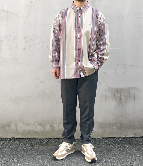 DESCENDANT/CHIEF MULTI STRIPE LS SHIRT FULL (BEIGE)