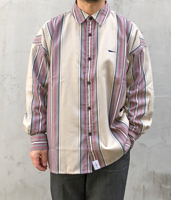 DESCENDANT/CHIEF MULTI STRIPE LS SHIRT FULL (BEIGE)