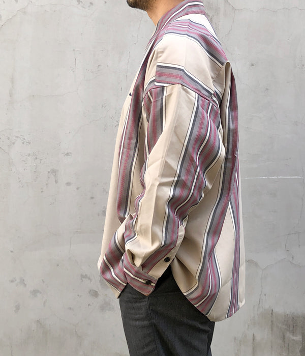 DESCENDANT/CHIEF MULTI STRIPE LS SHIRT FULL (BEIGE)