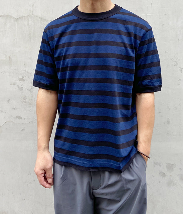 MHL./COTTON LINEN STRIPE JERSEY SS (BLUE)