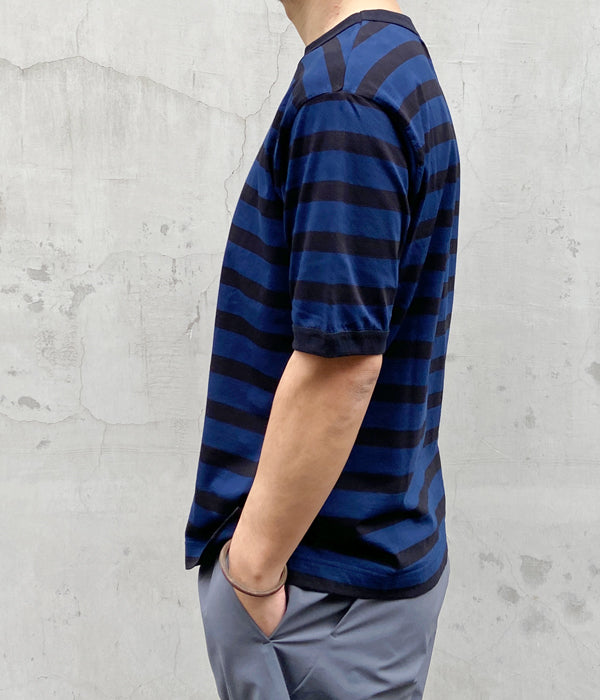 MHL./COTTON LINEN STRIPE JERSEY SS (BLUE)