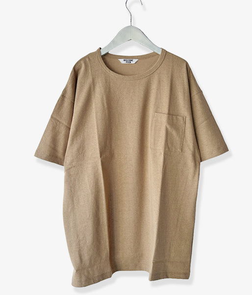 WELCOME-RAIN/SHORT SLEEVE TSH WITH POCKET (L.BROWN)