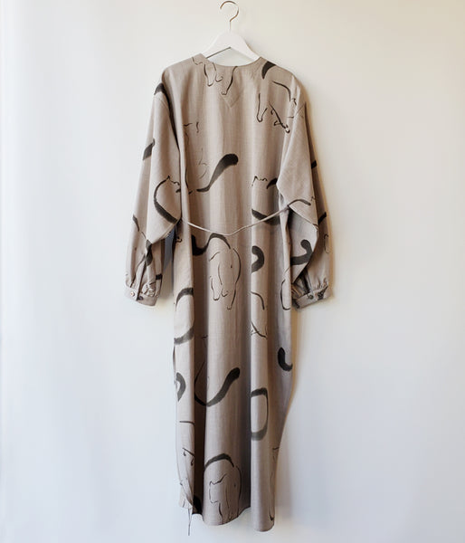 WRYHT/SLIT NECK PAJAMA DRESS(FOG/size1)