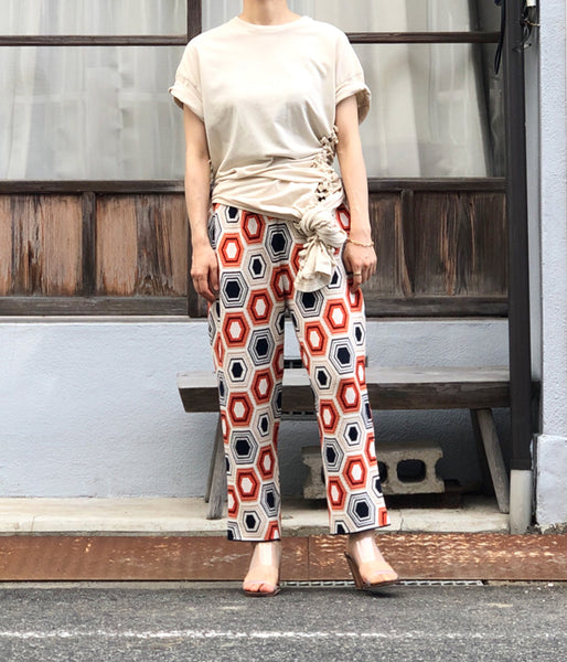 TAN/TORTOISE SHELL PATTERN PANTS(ORANGE BLUE)