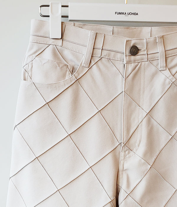 FUMIKA_UCHIDA/PLAID PINTUCK-BIAS WIDE PANTS(GREIGE/size36)