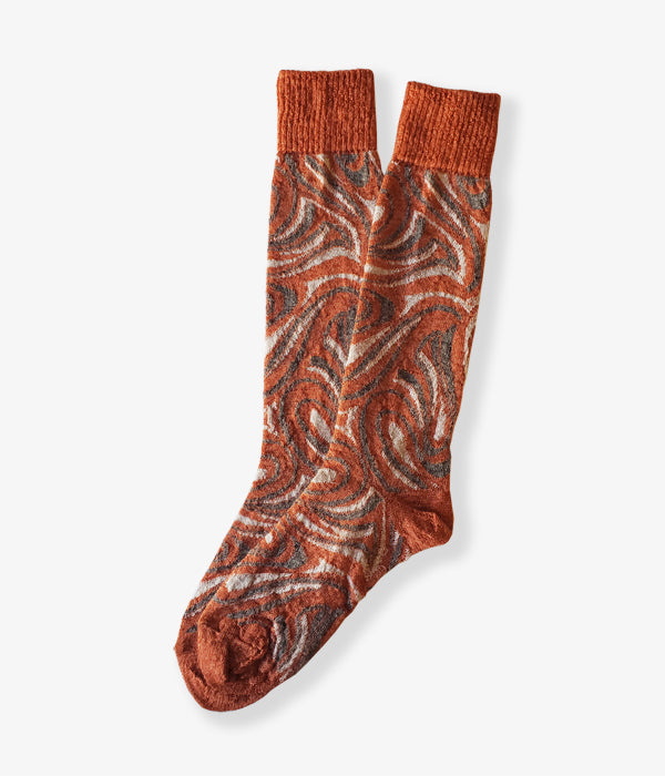 FUMIKA_UCHIDA/MOHAIR GEOMETRY SOCKS(APRICOTORANGE)