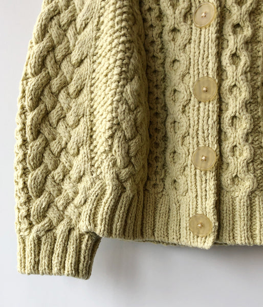 FUMIKA_UCHIDA/Wool Cashmere Hand Knitted Cable/CARDIGAN CAPE(AVOCADO)