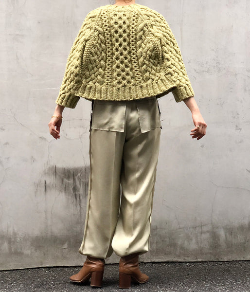 FUMIKA_UCHIDA/Wool Cashmere Hand Knitted Cable/CARDIGAN CAPE(AVOCADO)