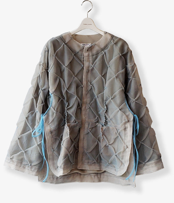 FUMIKA_UCHIDA/Nylon Organdie Satin/EMBROIDERED BLOUSON(SODA×CLAY BLUER