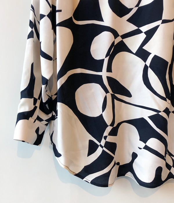 PHEENY/RAYON LEAF PRINT SHIRT(NAVY)