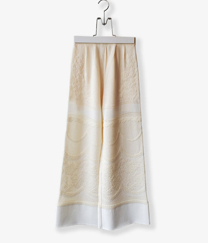TAN/FLORAL PATTERNED LACY PANTS(IVORY)