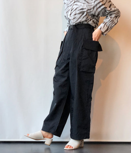 PHEENY/NYLON TAFFETA MILITARY PANTS(BLACK)