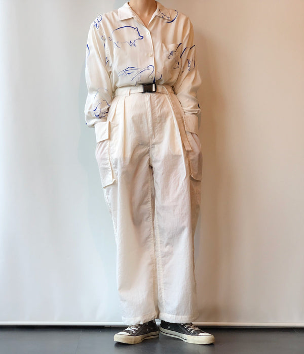 PHEENY/NYLON TAFFETA MILITARY PANTS(IVORY)