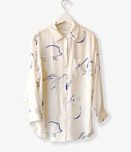 WRYHT/ONE-PIECE COLLAR BLOUSE(DRAWING/RAW WHITE)